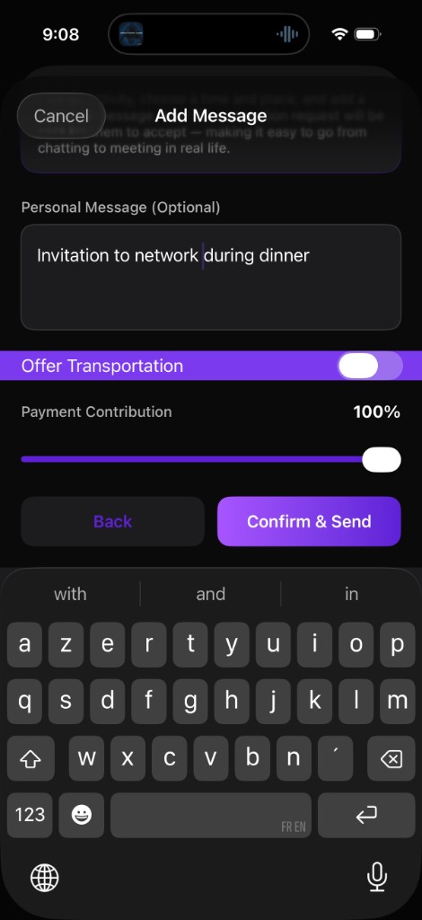 Personal invitation written on a meetup request