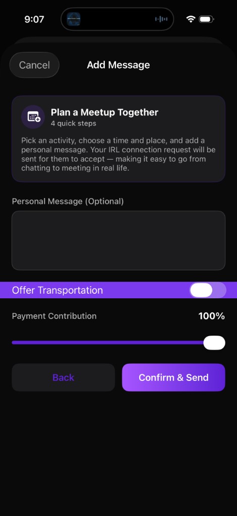 Add a personal message to a meetup request