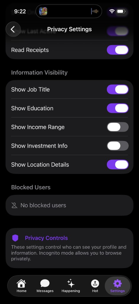 Controls for job, education, and blocked people